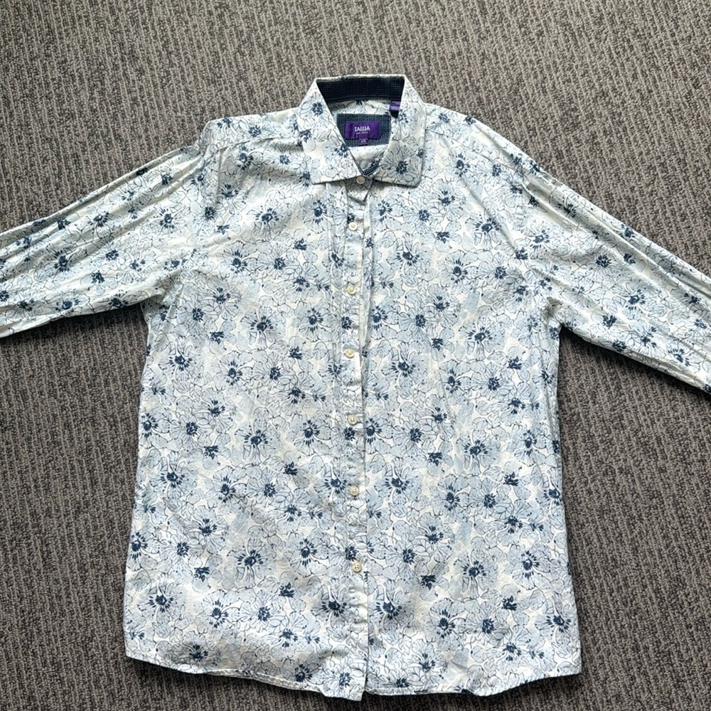 Floral Blue and White Men's Shirt